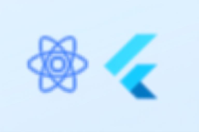 Logos de React Native y Flutter representando desarrollo multiplataforma